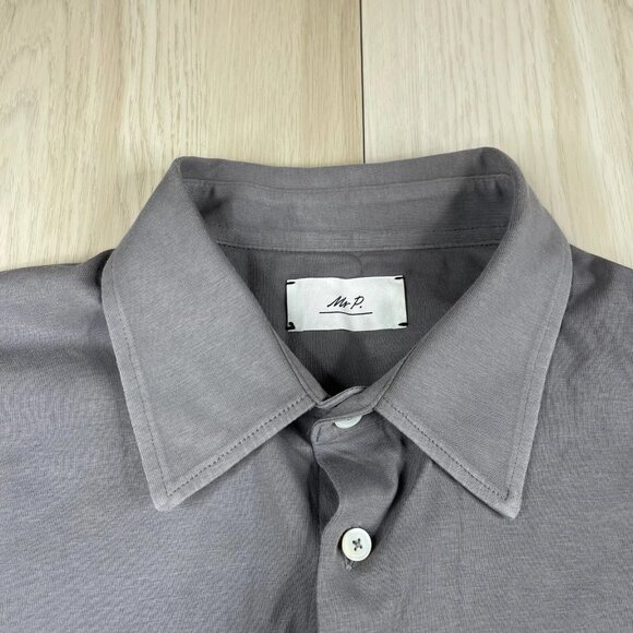 NWT Mr. P. Mens Gray Long Sleeve High Low Hem Button Up Shirt - Picture 3 of 12